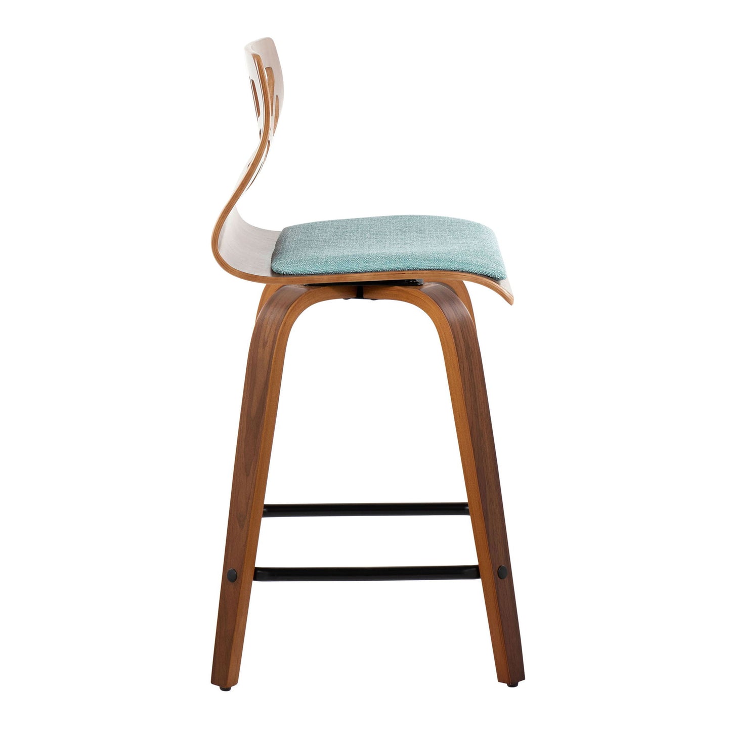 Folia - Mid Century Modern Fixed Height Counter Stool With Swivel With Square Footrest (Set of 2) Lumi Source