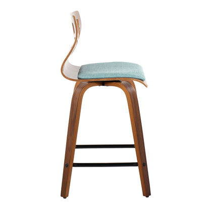 Folia - Mid Century Modern Fixed Height Counter Stool With Swivel With Square Footrest (Set of 2) Lumi Source