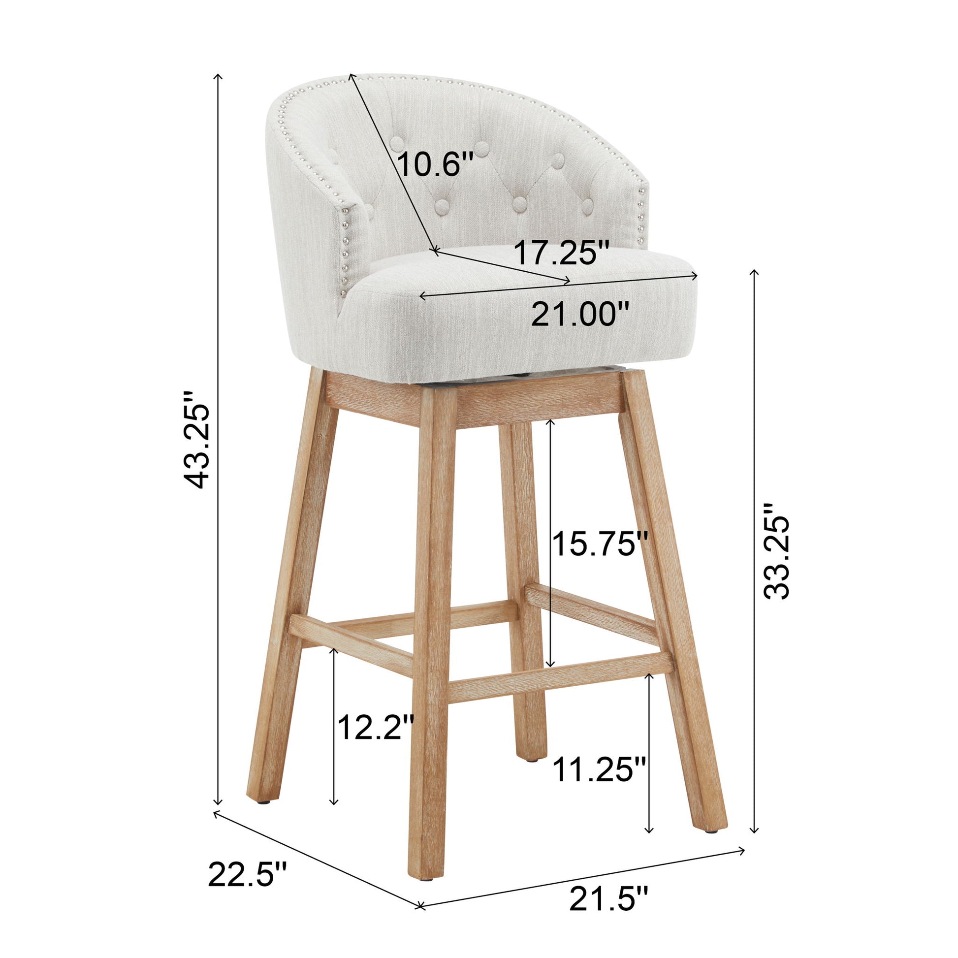 360 Degree Rotation Swivel Counter Stools (Set of 2) Noble House