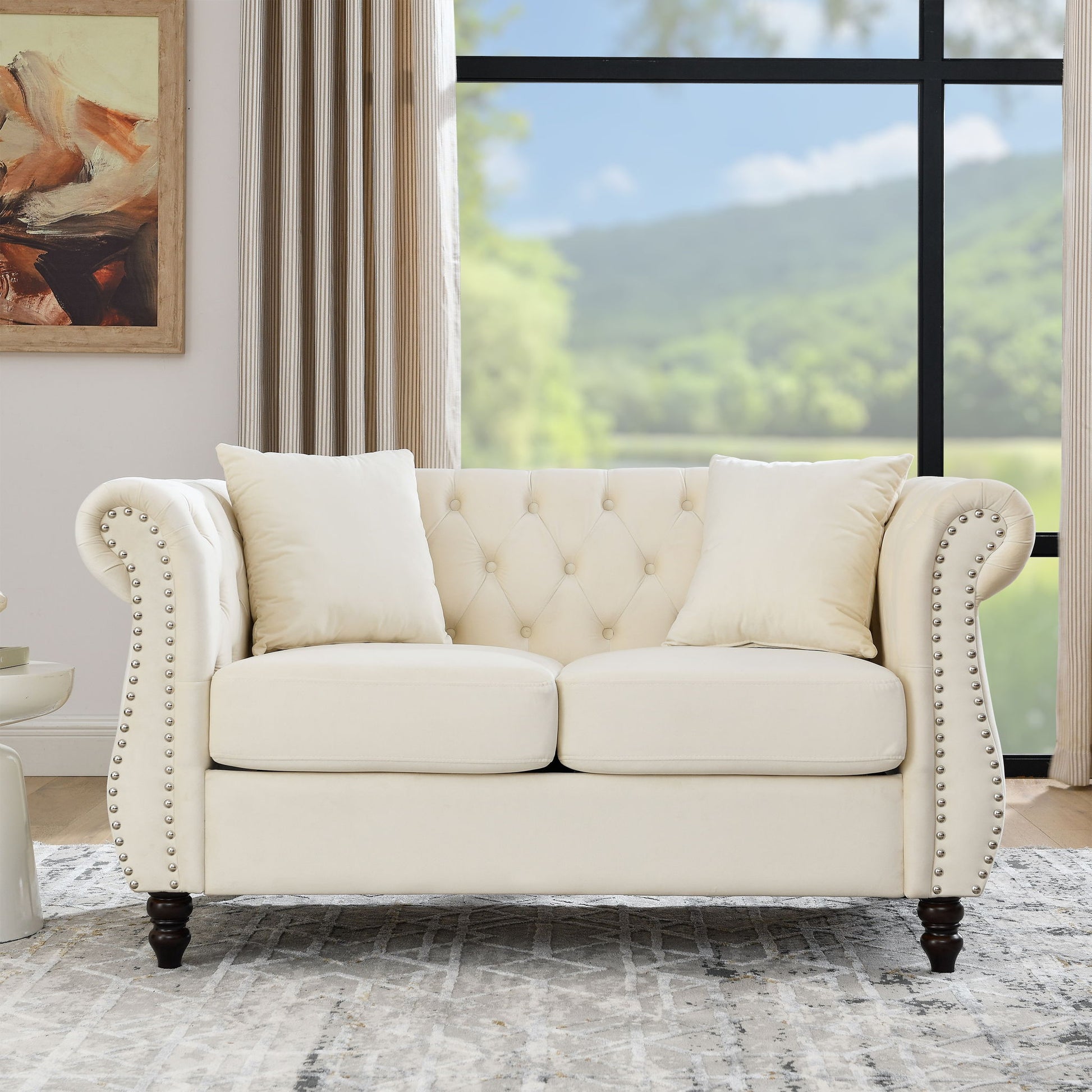 Chesterfield Sofa With Rolled Arms And Nailhead Trim Home Essentials