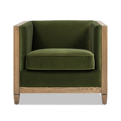 Georgia - Cane Tuxedo Armchair - Olive Green Jennifer Taylor Home
