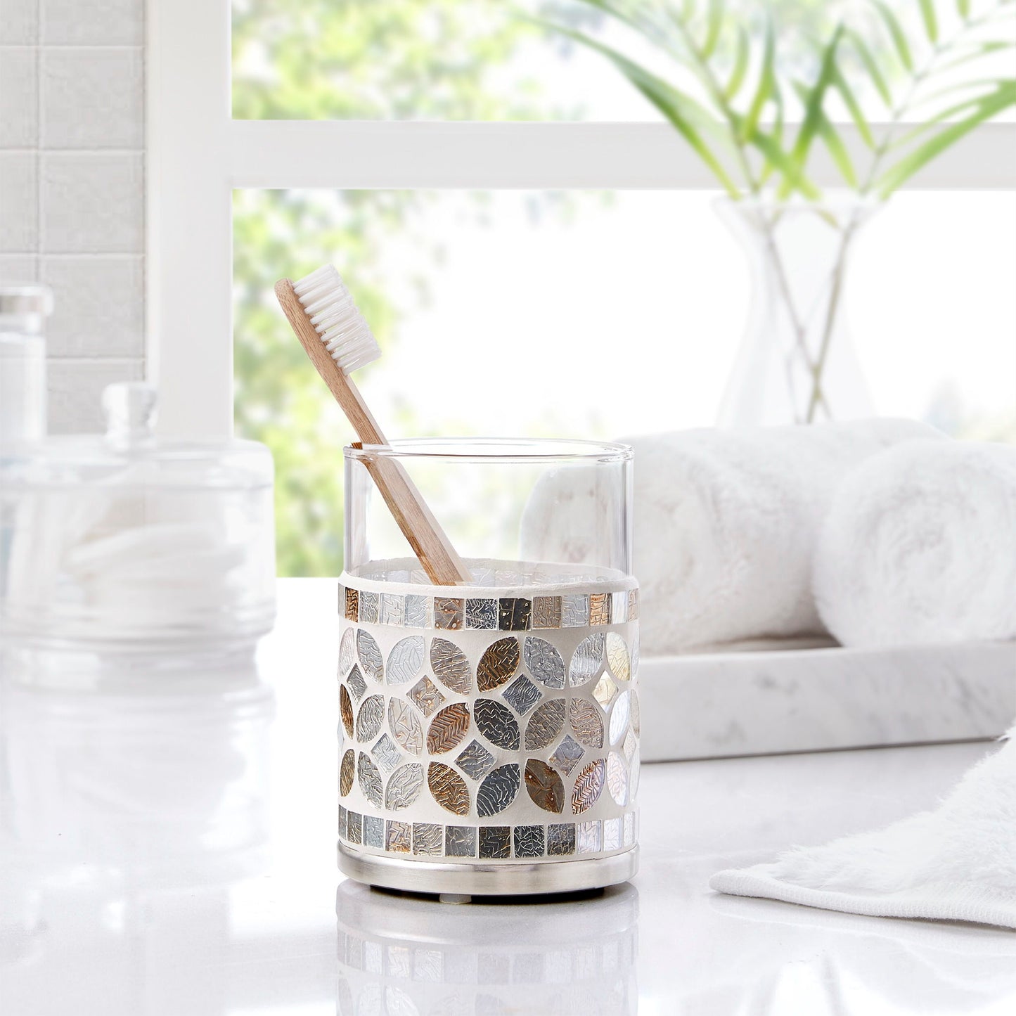 Seville - Mosaic Glass Tumbler - Silver