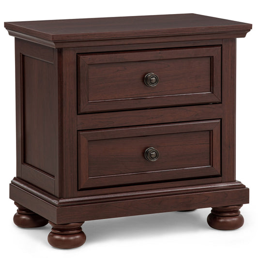 1 Piece Nightstand, 2 Drawer Storage Bedroom Furniture - Brown / Cherry Home Essentials