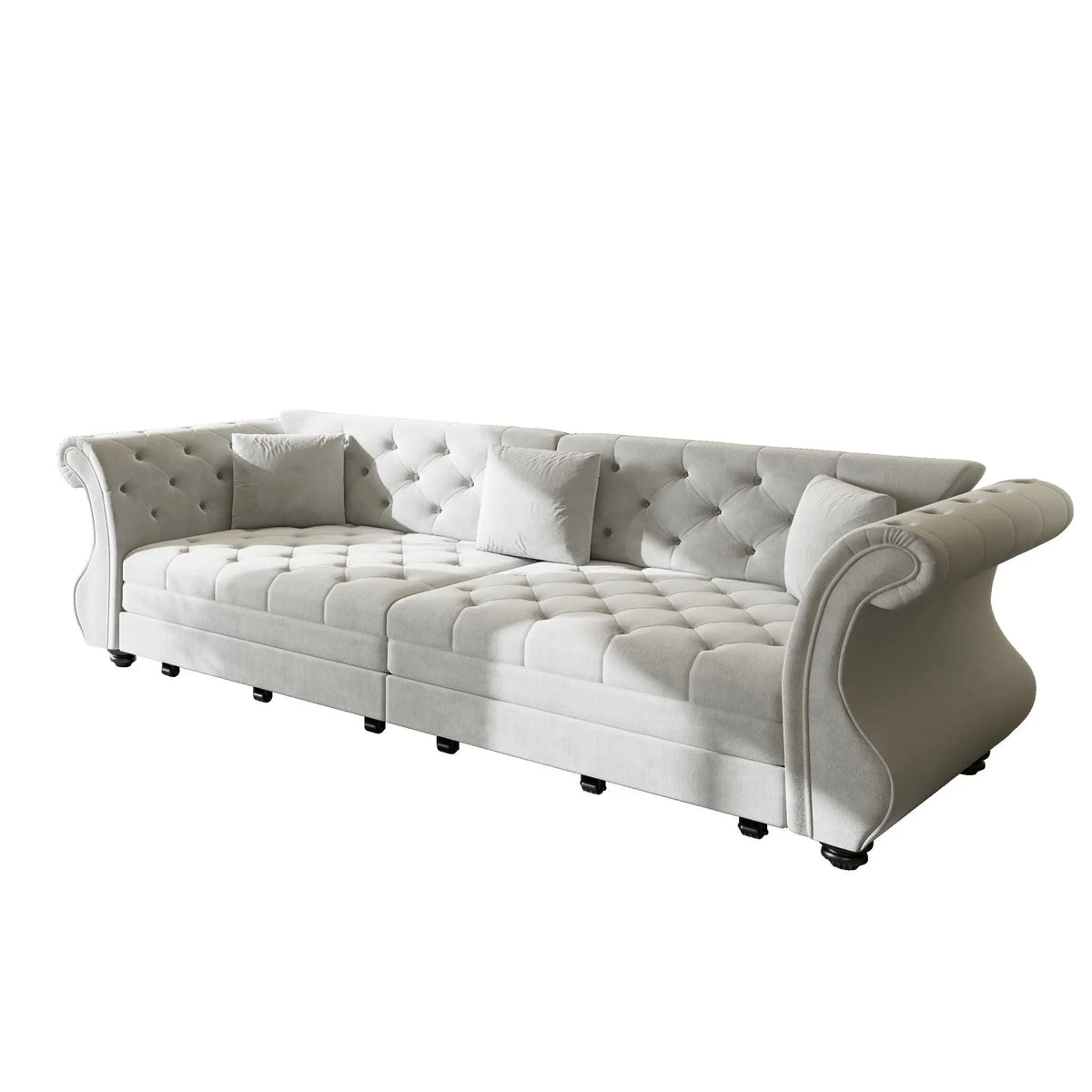 Oversized Chesterfield Pull Out Sofa Bed, Roll Arm Couch With Flower Tufting For Living Room Home Essentials