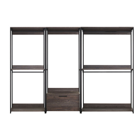 Monica - Wood Walk In Closet System & Modular Design Melamine - Rustic Home Essentials