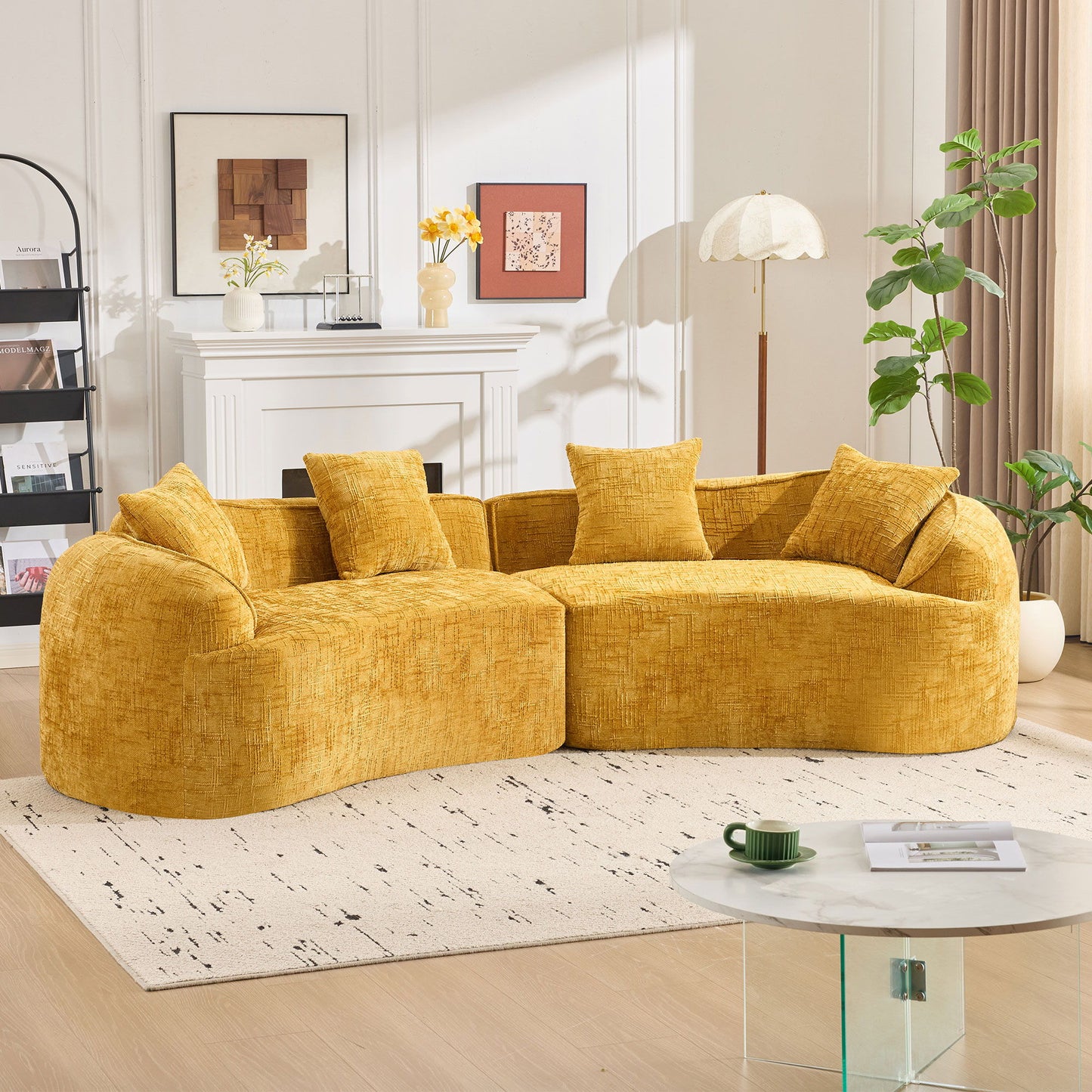 Curved Compressed Sofa, Nordic-Style Design For Living Room Home Essentials