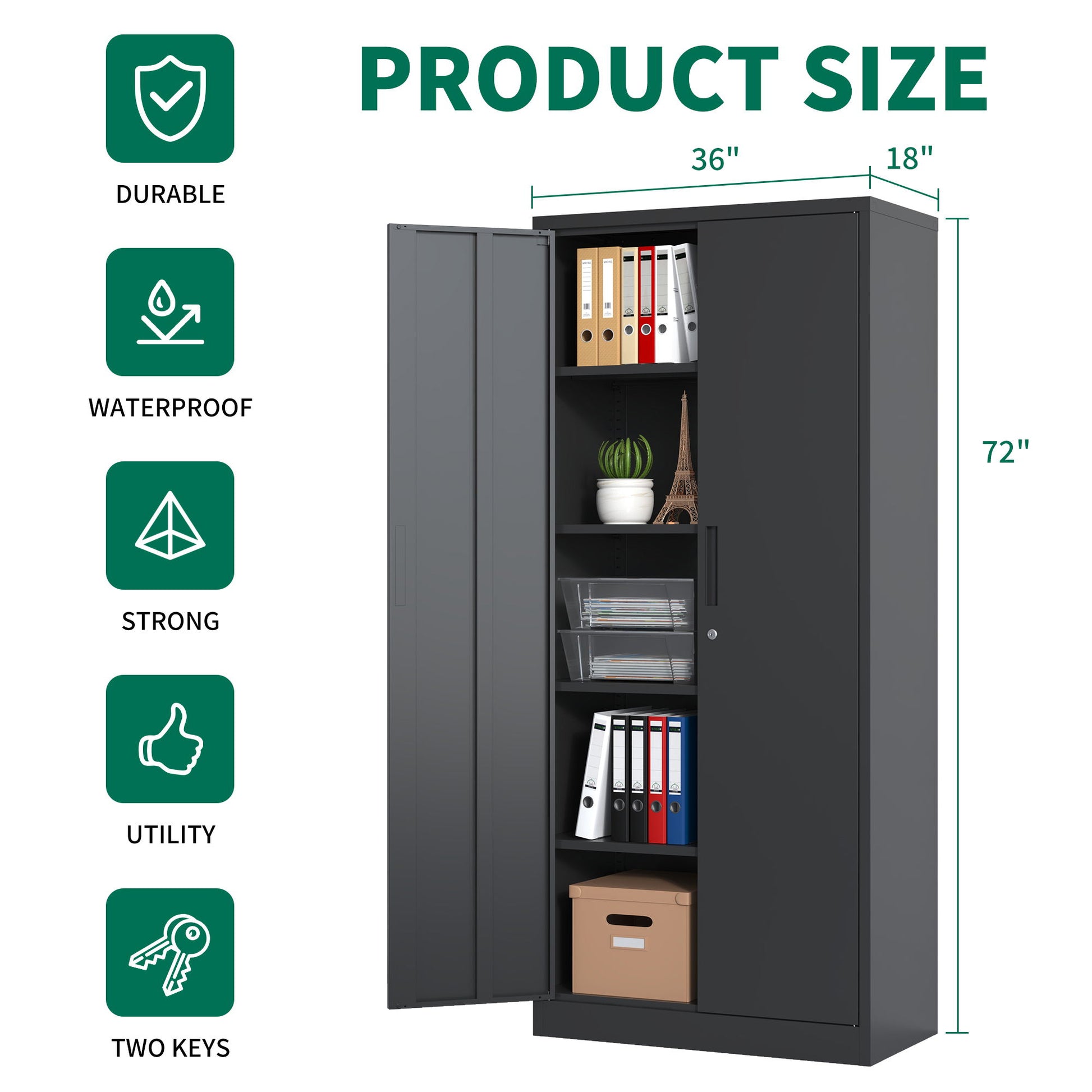 Heavy Metal Garage Storage Cabinet With Locking Doors, Steel, Adjustable Shelves Daily Nest