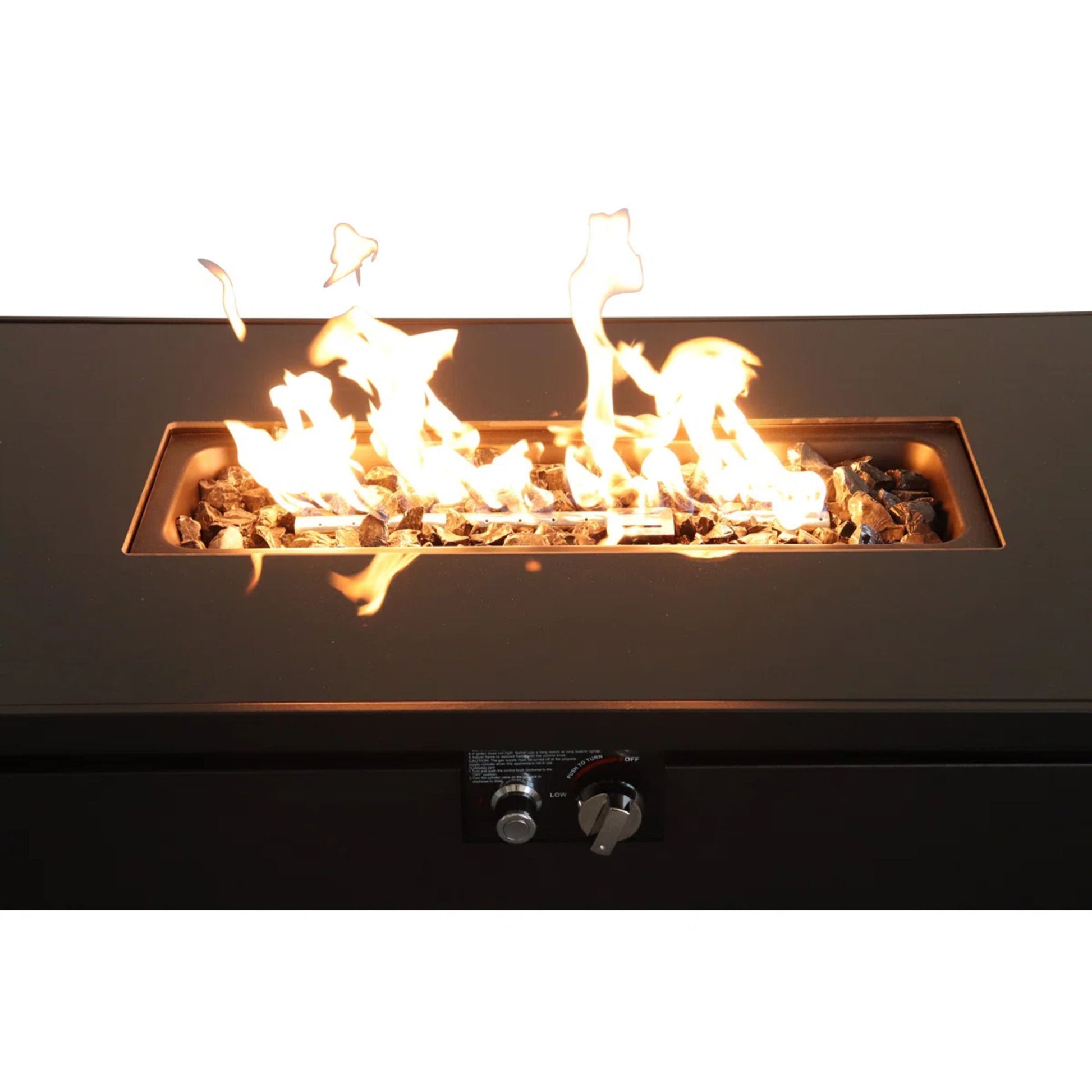Rectangular Fire Pit With Frame Elegant Design LSI Patio Furniture