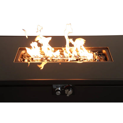 Rectangular Fire Pit With Frame Elegant Design LSI Patio Furniture