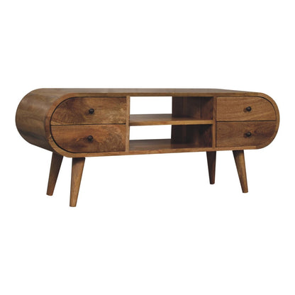 Circular Media Unit With 2 Open Slots Artisan Furniture