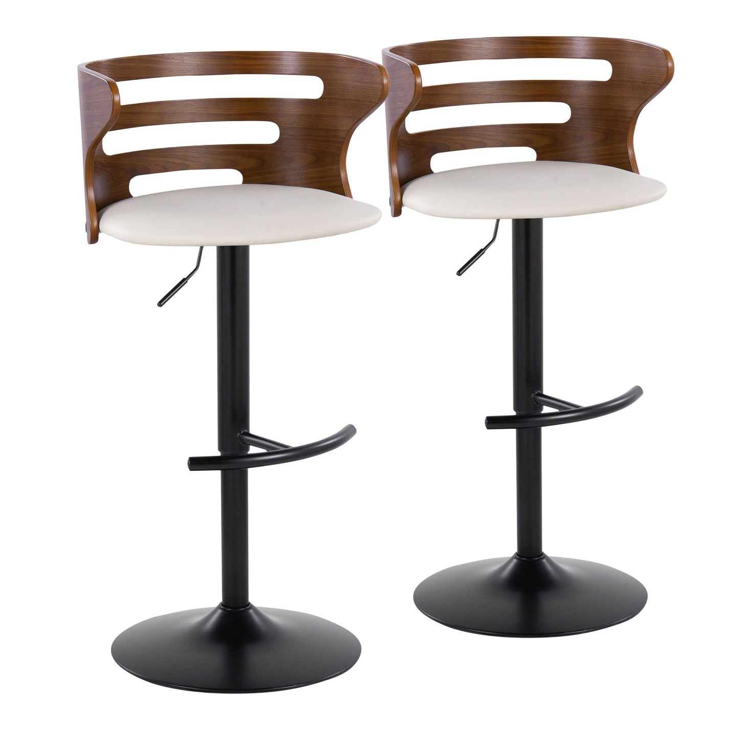 Cosi - Mid Century Modern Adjustable Barstool With Swivel With Rounded T Footrest (Set of 2) Lumi Source