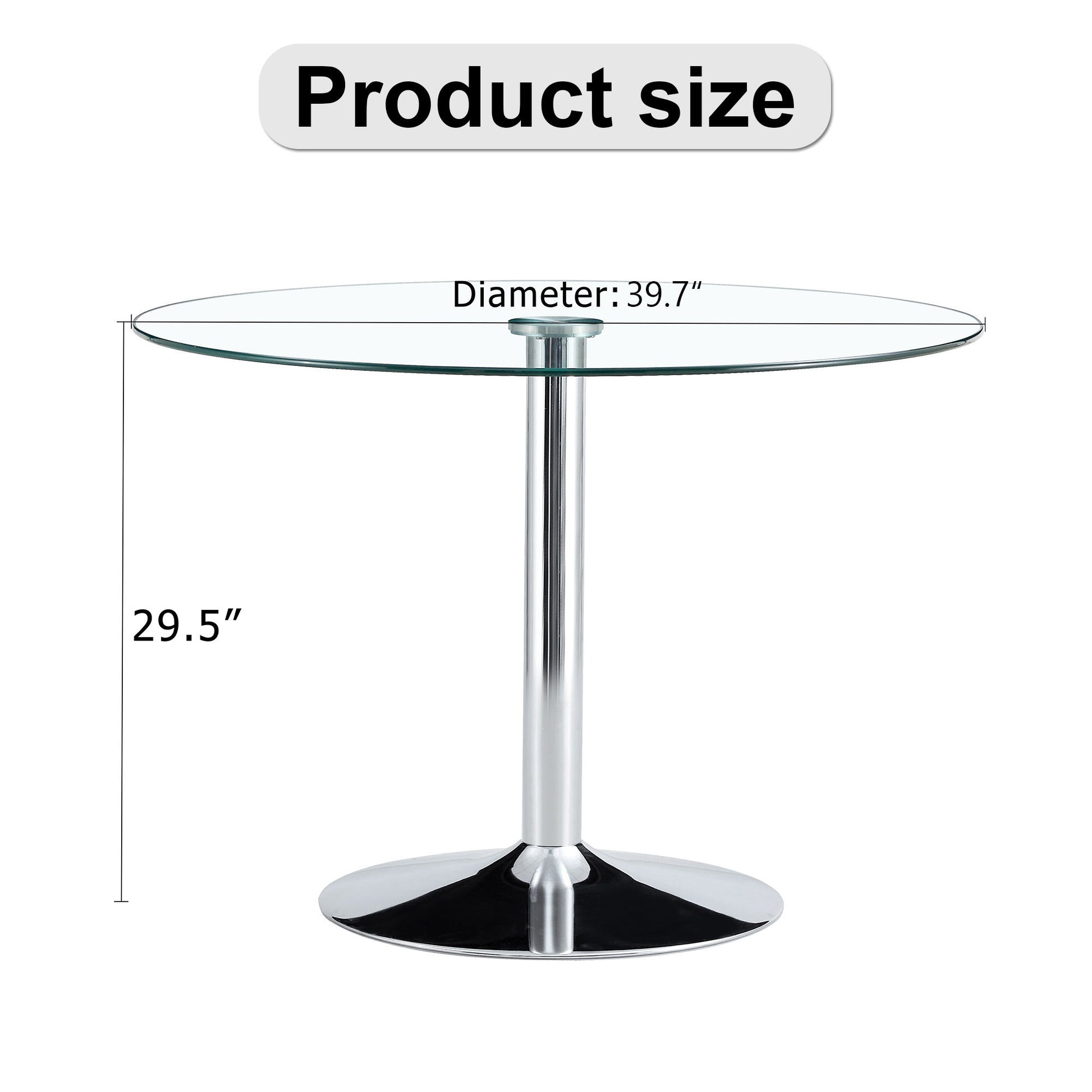 Modern Minimalist Circular Dining Table With Glass Top And Electroplated Metal Legs For Restaurants And Living Rooms - Silver / Transparent Home Essentials