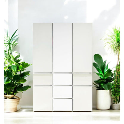 Elise - Modular Wood Closet System With Mirror In Versatile Storage Solution - White Home Essentials