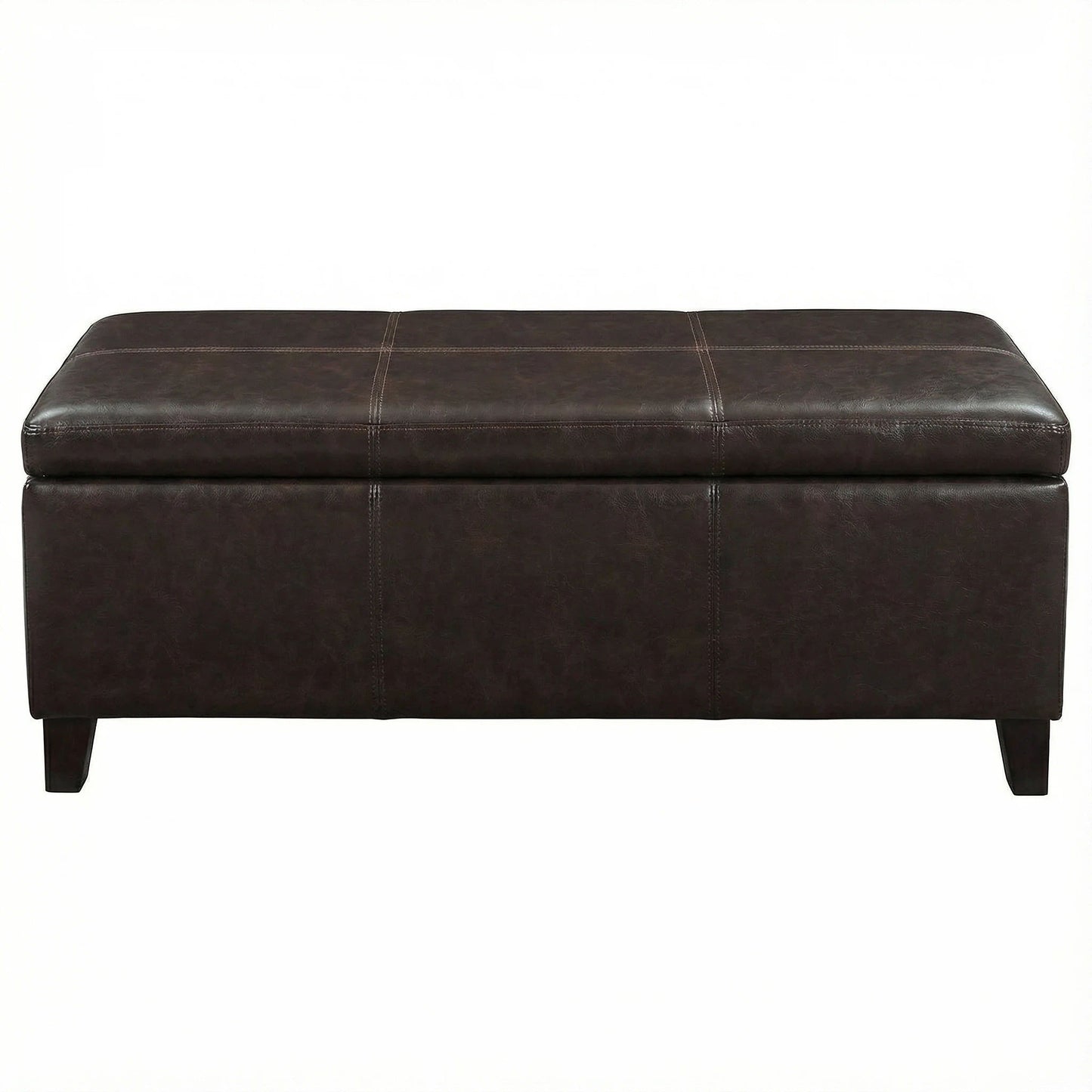 Rectangle Storage Ottoman Bench For Living Room - Brown Home Essentials