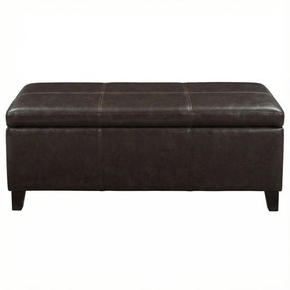 Rectangle Storage Ottoman Bench For Living Room - Brown Home Essentials