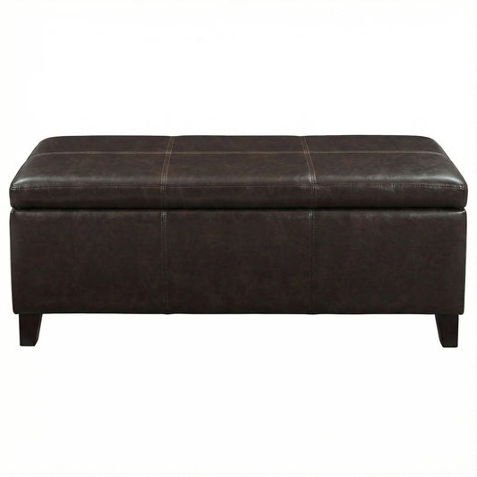 Rectangle Storage Ottoman Bench For Living Room - Brown Home Essentials