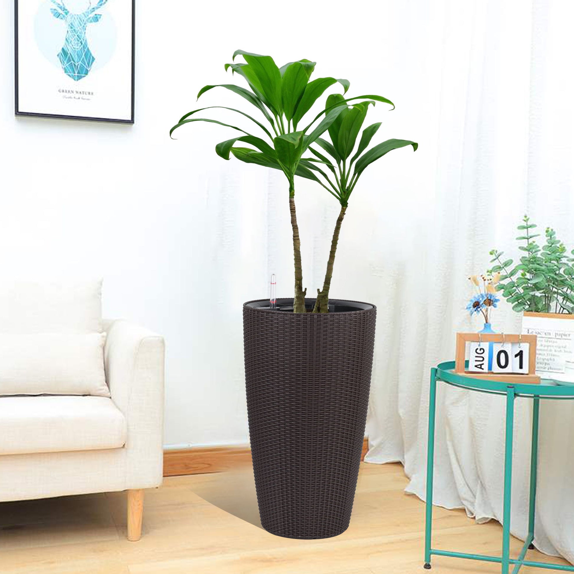 Tall Planters Set With Water Level Monitor And Auto Watering Daily Nest