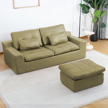L - Shaped Modular 2 Seater Sofa With Movable Ottoman And High Density Sponge Cushions For Living Room Home Essentials