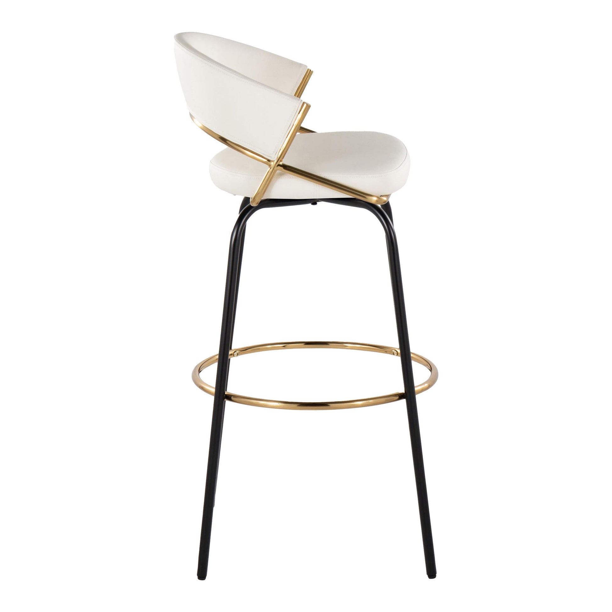 Jie - Fixed Height Contemporary Barstool With Swivel Round Footrest (Set of 2) Lumi Source