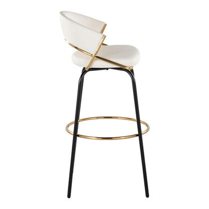 Jie - Fixed Height Contemporary Barstool With Swivel Round Footrest (Set of 2) Lumi Source