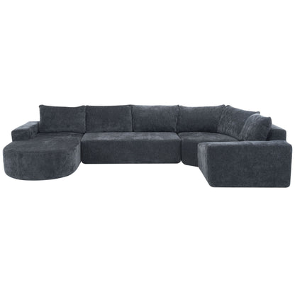 Modular Cloud Sectional Sofa Set, U-Shaped Upholstered Couch With Deep Seat Noble House