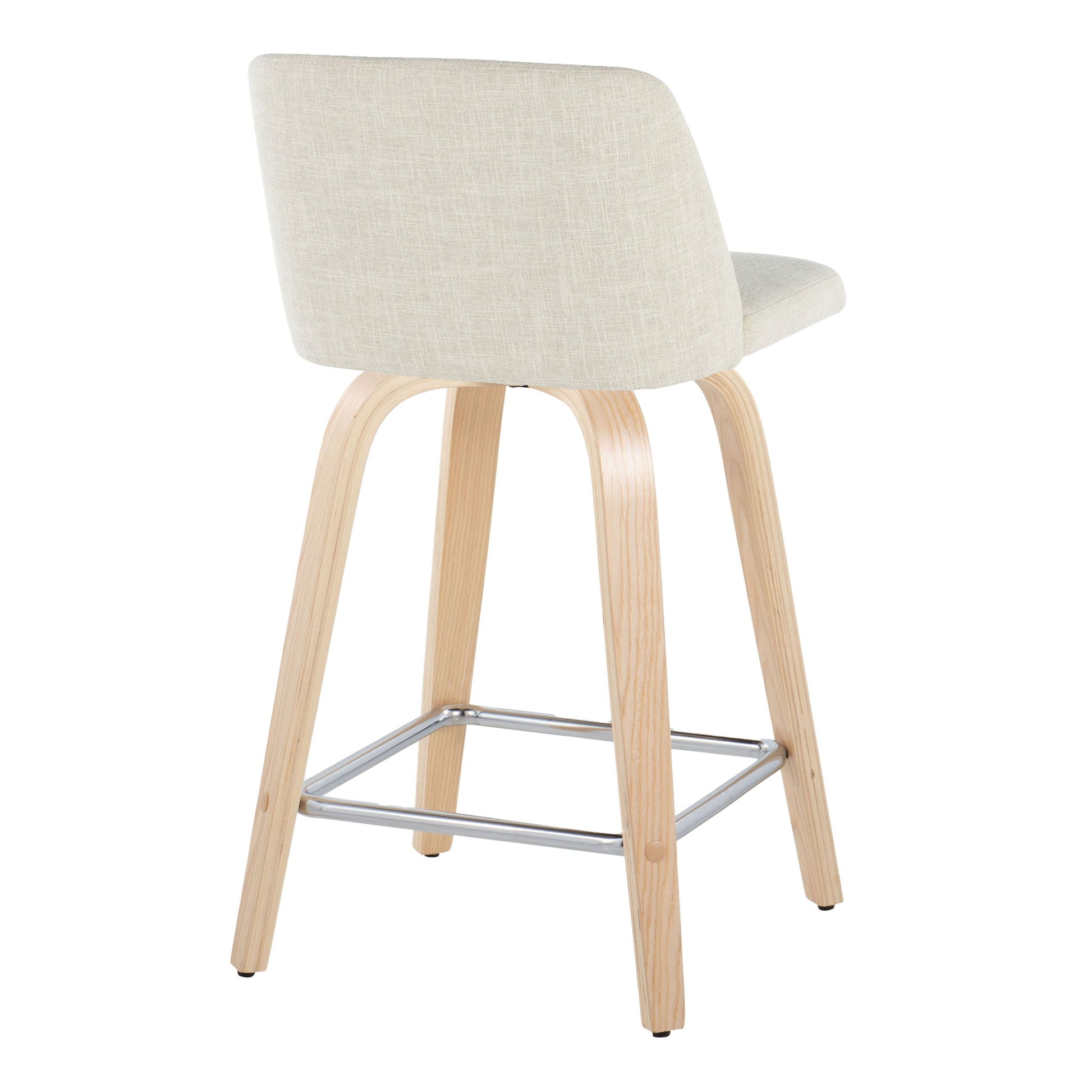 Toriano - Contemporary Fixed Height Counter Stool Swivel With Square Footrest (Set of 2) Lumi Source
