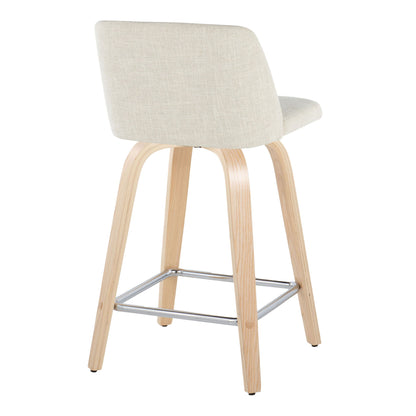 Toriano - Contemporary Fixed Height Counter Stool Swivel With Square Footrest (Set of 2) Lumi Source