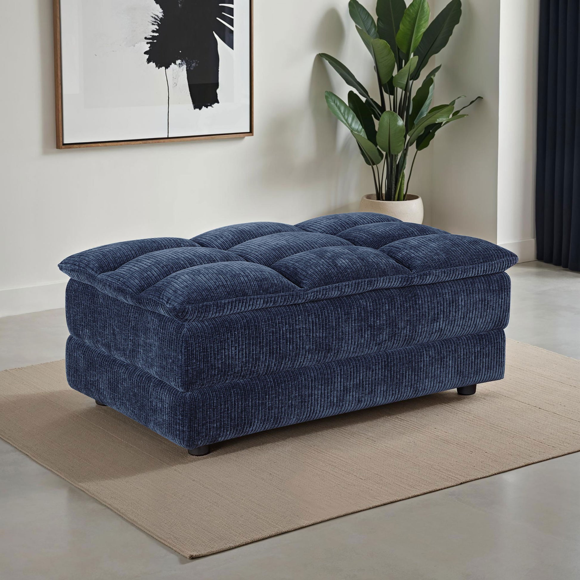 Azure - Upholstered Rectangular Ottoman - Blue Furniture Max
