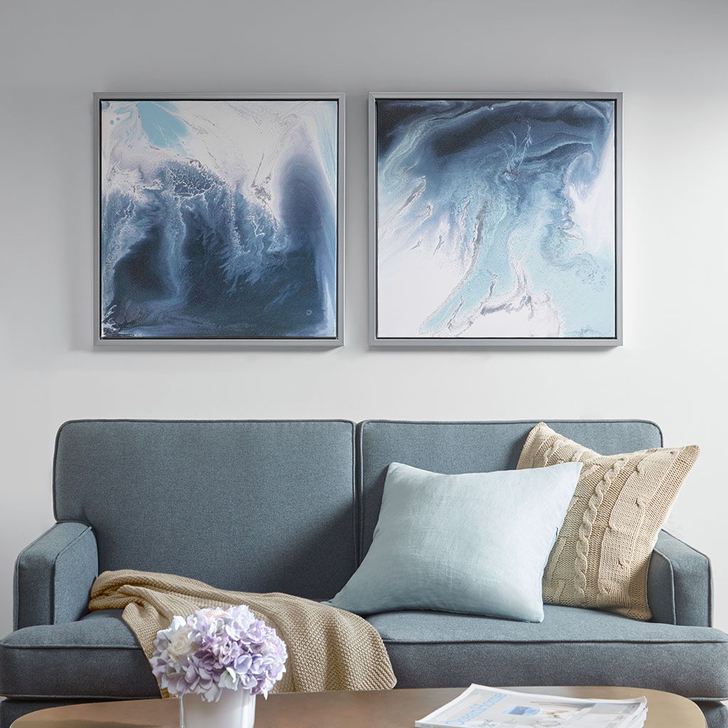 Blue Lagoon 2 Framed Canvas (Set of 2) - Blue