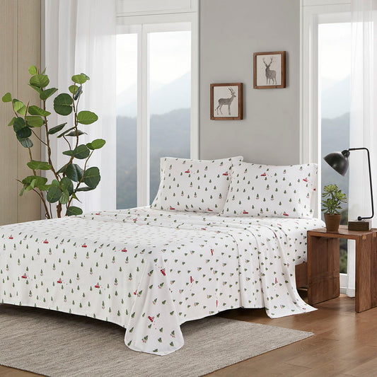 Cotton Flannel - Twin Sheet Set - Green Tree Trip