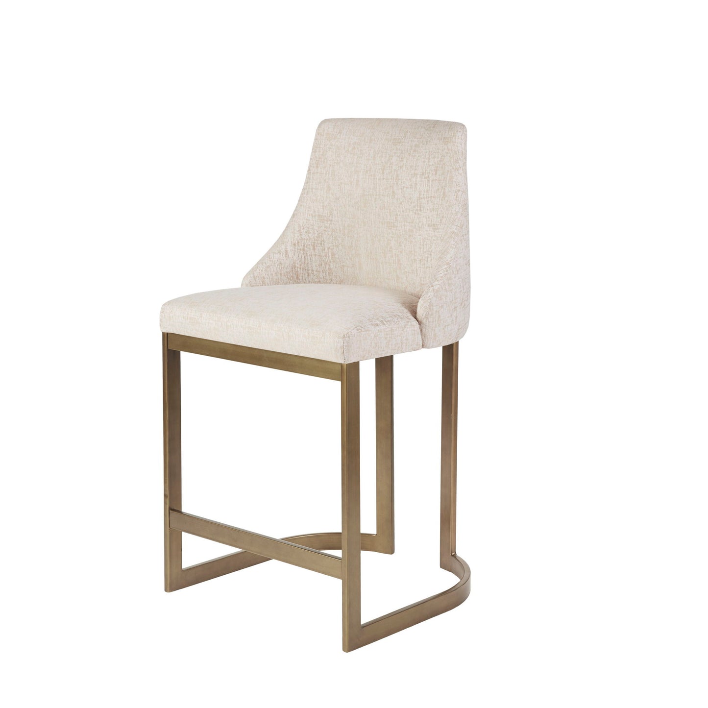 Modern Upholstered Counter Stool With Metal Base - Cream JLA