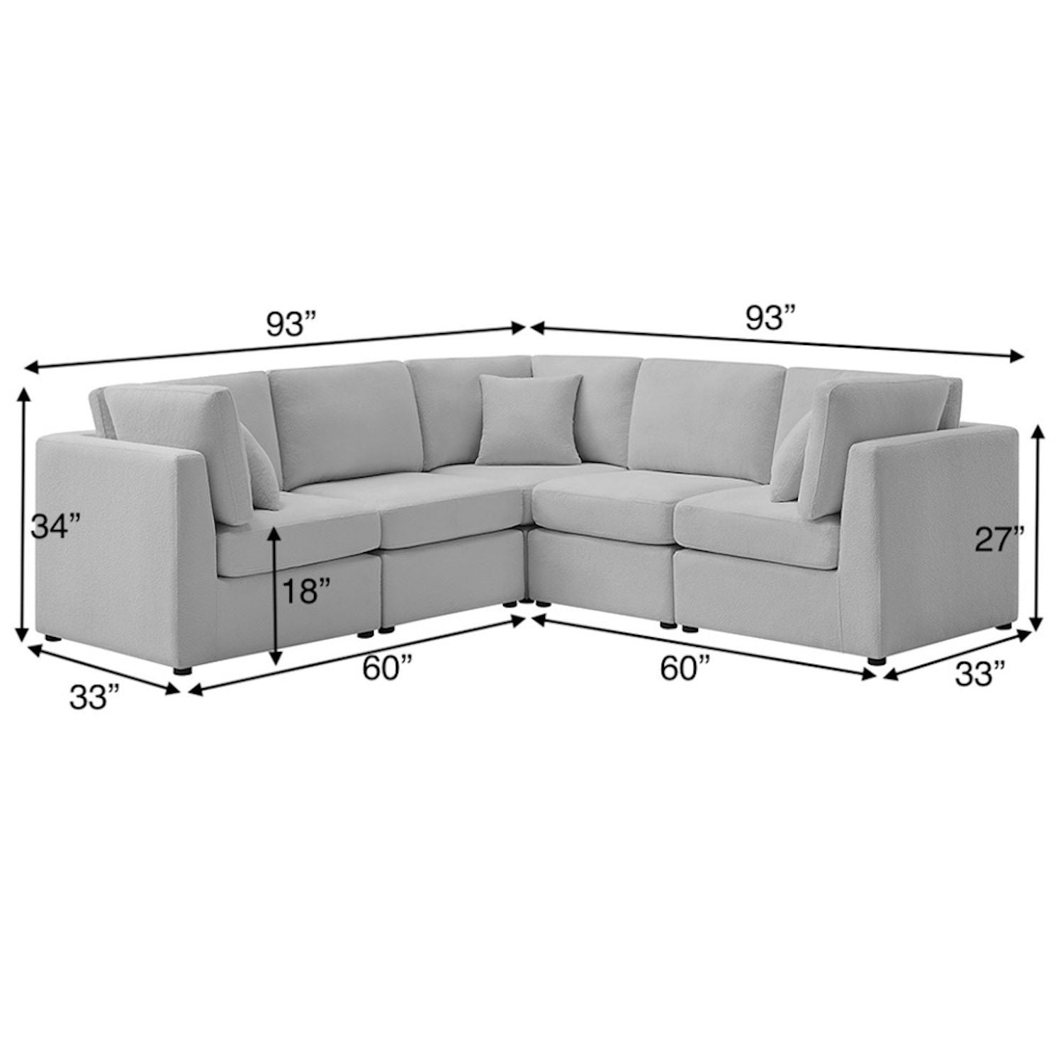 Chauncy - 5 Piece Sectional Home Essentials