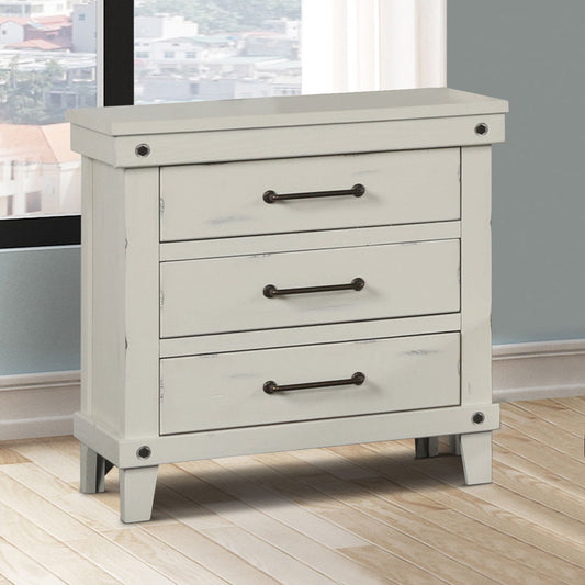 3 Drawer Elegant Nightstand - White Bernards Furniture