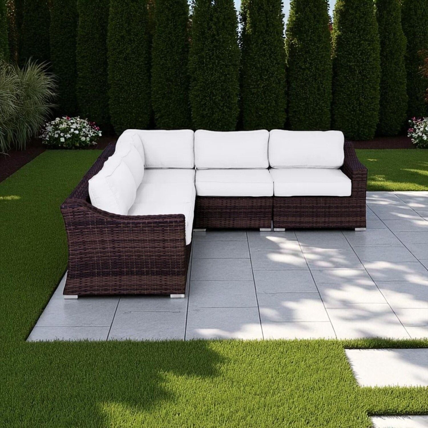 Outdoor Wicker Sofa Seating Group With Cushions LSI Patio Furniture