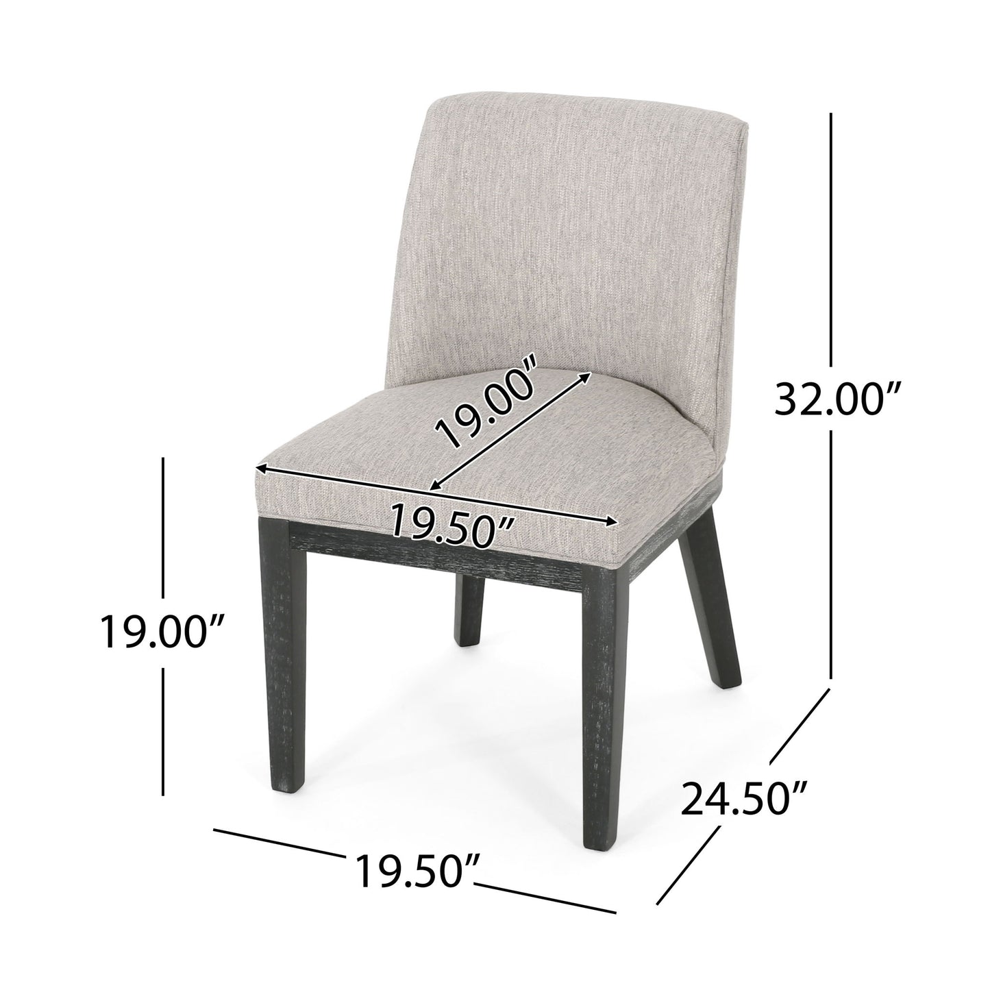 Modern Dining Chair With Durable Fabric Upholstery And Sturdy Wooden Frame (Set of 2) Noble House