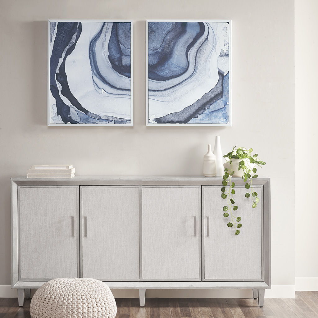 Ethereal Printed Framed Canvas (Set of 2) - Blue