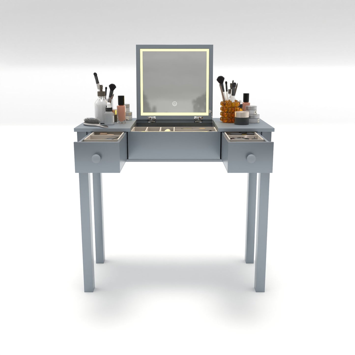 Vanity Table With LED Lights, Flip-Top Mirror And 2 Drawers, Jewelry Storage Home Essentials