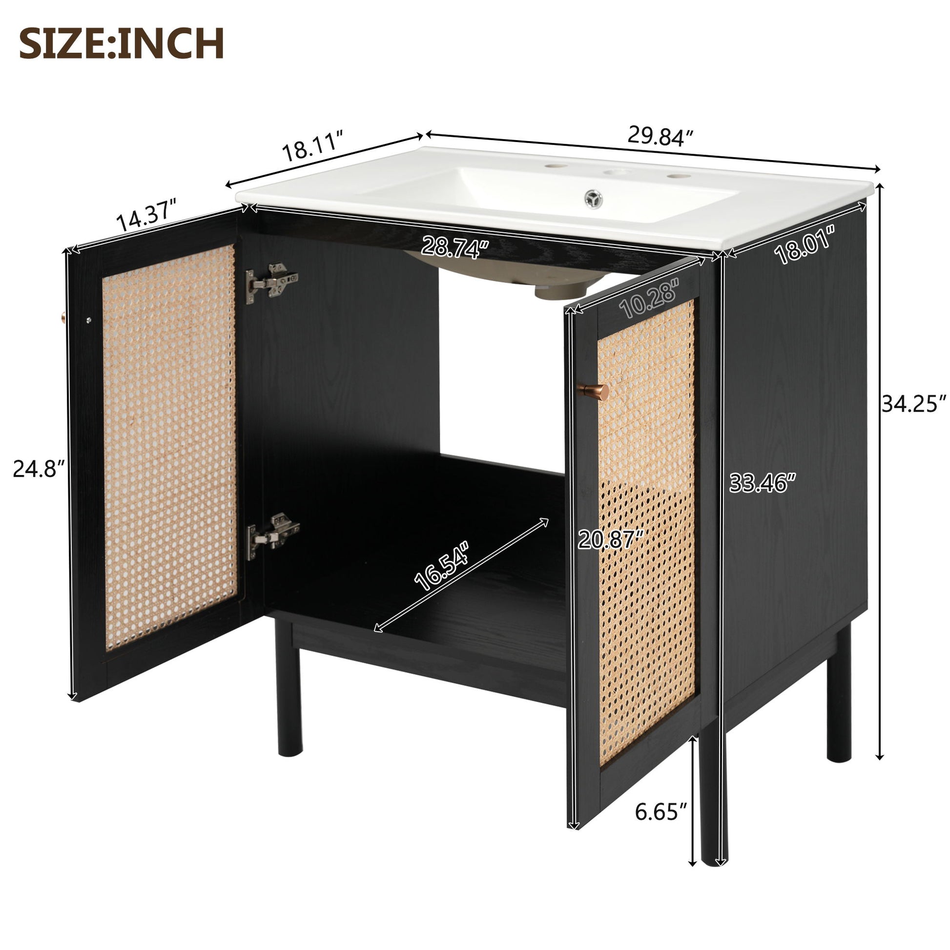 Bathroom Vanity With Soft Closing Mechanism - Black Hearth and Haven