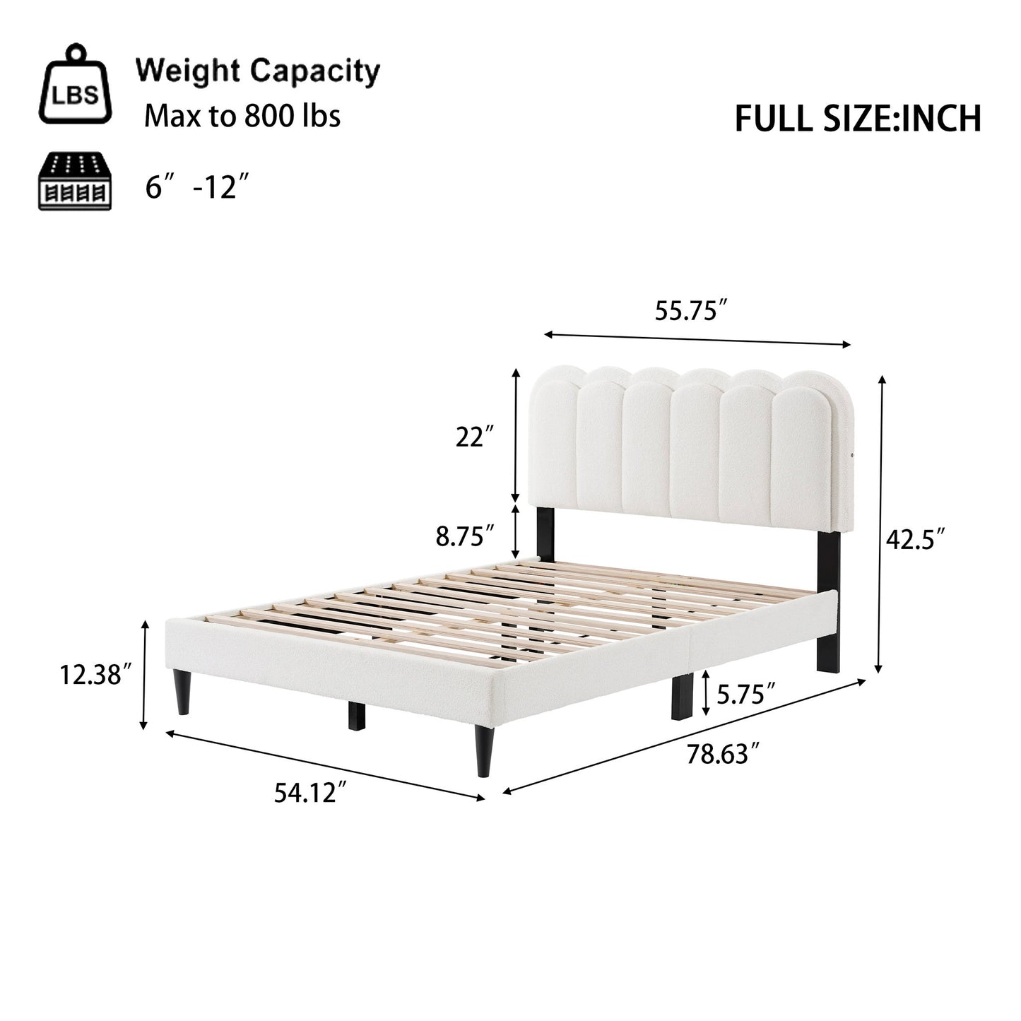 Lambswool Petal Headboard Bed Frame Noble House