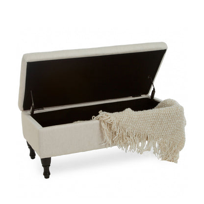 Button-Tufted Upholstered Ottoman With Hidden Storage - Linen Noble House