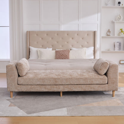Modern Upholstered End Of Bed Bench With Armrests Home Essentials