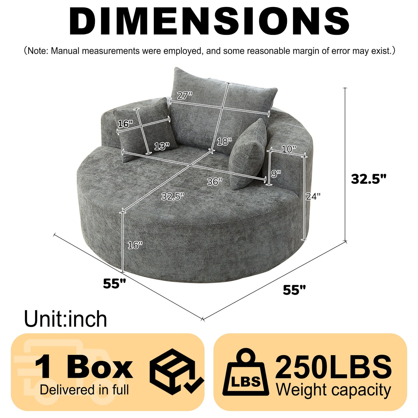 Single Sofa, Sleeper Chair For Living Room - Gray Home Essentials