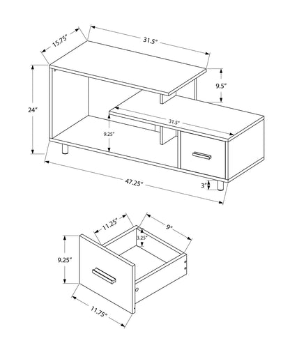 TV Stand, Console, Media Entertainment Center, Storage Drawer, Contemporary 8th Street