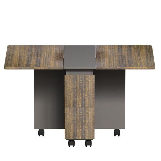 Contemporary 5 Piece Folding Extendable Dining Table Set With Chairs For 4 - Brown Home Essentials