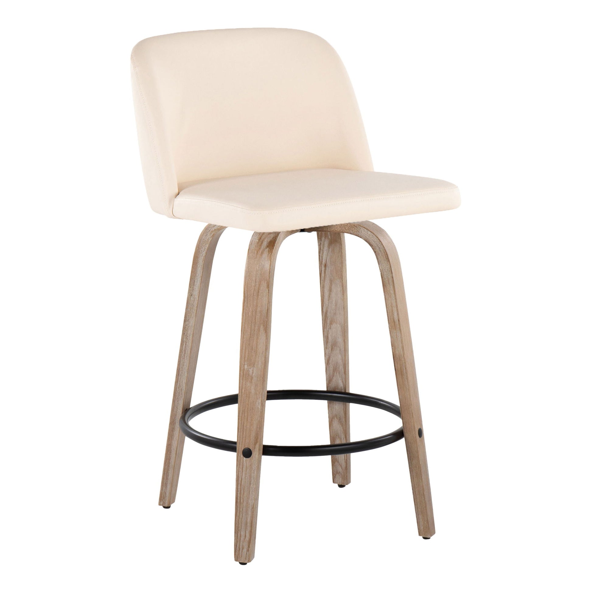 Toriano - Contemporary Fixed-Height Counter Stool & Swivel With Round Footrest (Set of 2) Lumi Source