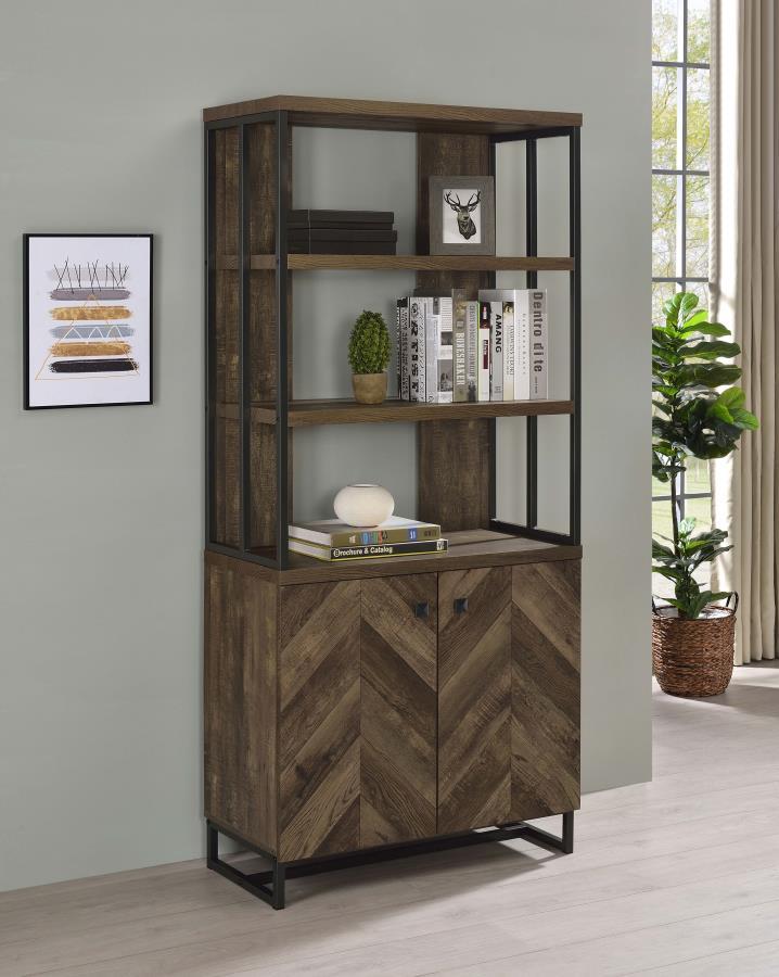 Millbrook - 2 Door Storage Bookshelf - Rustic Oak CoasterEveryday