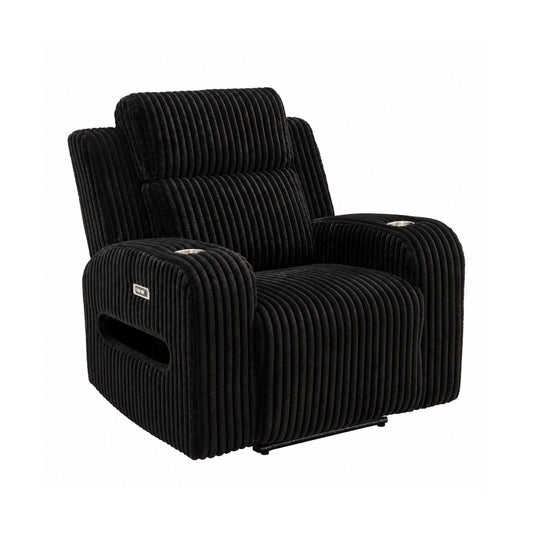 Power Recliner With Cup Holders And Ambient LED Lighting - Black Home Essentials