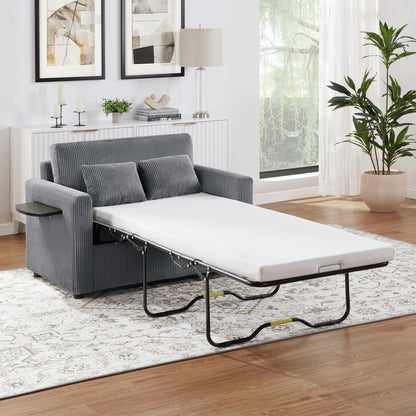 Sleeper Sofa With Foldable Mattress, USB Ports, Side Table & Storage Pocket Hearth and Haven