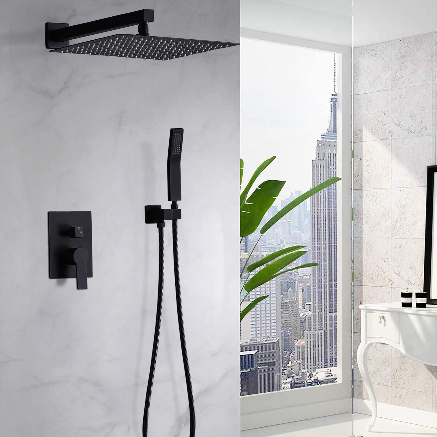 12" Ceiling Mount Shower System With Rain Mixer And Handheld Shower Daily Nest