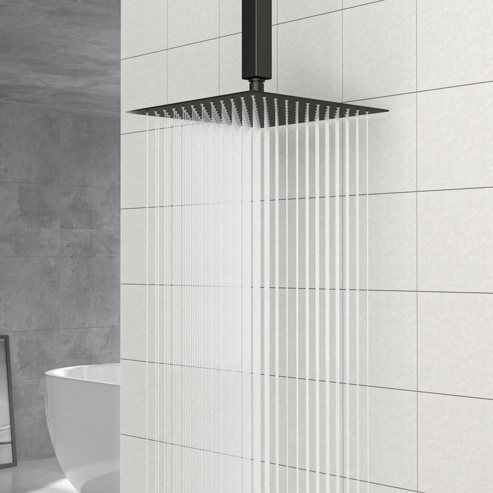 Modern 10" Square Rainfall Shower Head & Stainless Steel Wall Or Ceiling Mount Luxury Spa Shower Panel Daily Nest